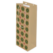 Sac Cadeau Pour Bouteille Ancien Pin Vert Rouge dentelle rouge Noël (Devant Angle)