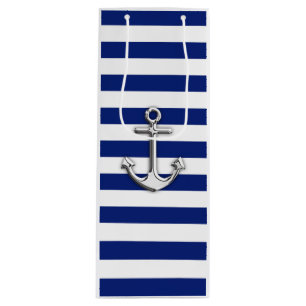 Sac Cadeau Pour Bouteille Ancre argentée classique