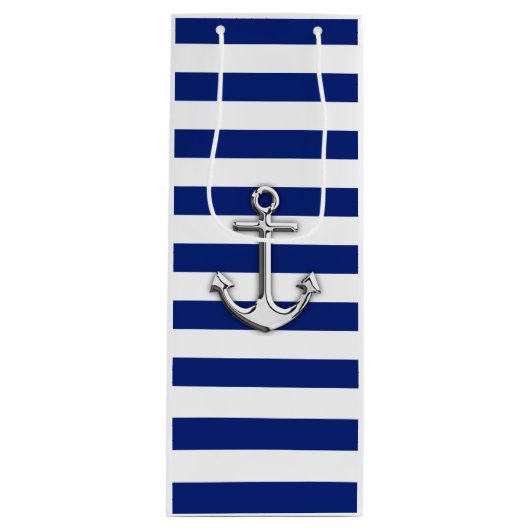 Sac Cadeau Pour Bouteille Ancre argentée classique (Devant)