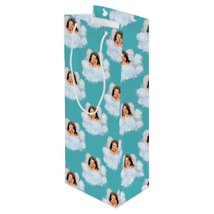 Sac Cadeau Pour Bouteille Angel dans les nuages 2-Lt Turquoise-WINE CADEAU