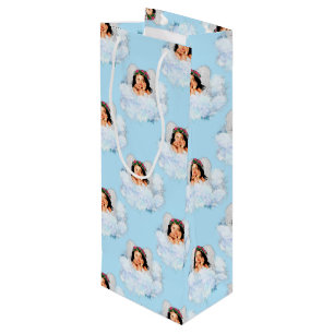 Sac Cadeau Pour Bouteille Angel dans les nuages 4-Lt Blue-WINE CADEAU