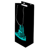 Sac Cadeau Pour Bouteille Angel, perdu dans la pensée, noir et vert Design (Devant Angle)