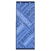 Sac Cadeau Pour Bouteille Anniversaire bleu typographie ajouter nom (Dos)