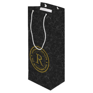 Sac Cadeau Pour Bouteille Anniversaire de mariage de cuir de noir de