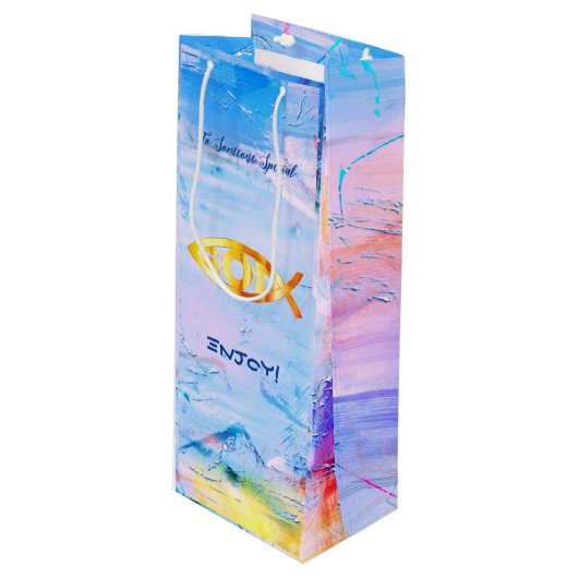 Sac Cadeau Pour Bouteille Anniversaire Fun Pisces Zodiac (Devant Angle)