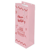 Sac Cadeau Pour Bouteille Anniversaire rouge et rose (Devant Angle)