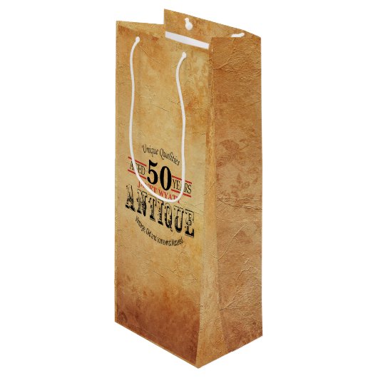 Sac Cadeau Pour Bouteille Antique Jalon 50e anniversaire (Devant Angle)