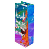 Sac Cadeau Pour Bouteille Aquarelle abstraite avec verre à vin (Devant Angle)