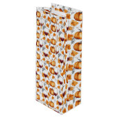 Sac Cadeau Pour Bouteille Aquarelle Citrouille et vin Automne (Devant Angle)