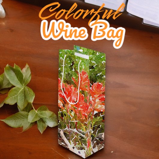 Sac Cadeau Pour Bouteille Aquarelle du Fleur sauvage de peinture indienne