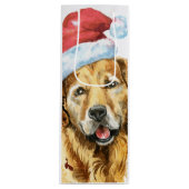 Sac Cadeau Pour Bouteille Aquarelle Golden Retriever Père Noël (Devant)