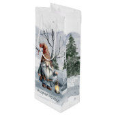 Sac Cadeau Pour Bouteille Aquarelle hiver Gnome de Noël (Devant Angle)