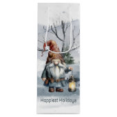 Sac Cadeau Pour Bouteille Aquarelle hiver Gnome de Noël (Devant)