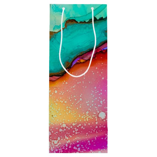 Sac Cadeau Pour Bouteille Aquarelle moderne en marbre Abstrait design (Dos)