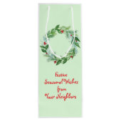 Sac Cadeau Pour Bouteille Aquarelle peinte à la main Noël Vacances Wreath (Dos)