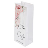 Sac Cadeau Pour Bouteille Aquarelle rose Roses Mariage (Devant Angle)