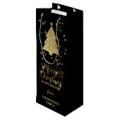 Sac Cadeau Pour Bouteille Arbre de Noël en or noir (Dos Angle)