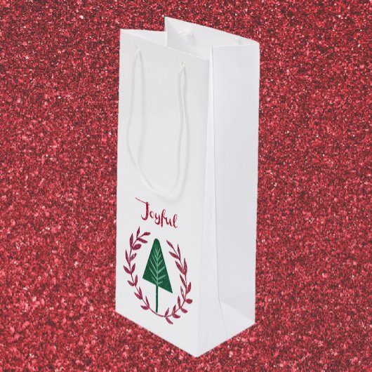 Sac Cadeau Pour Bouteille Arbre de Noël et couronne