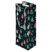 Sac Cadeau Pour Bouteille Arbres de Noël (Dos Angle)