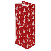 Sac Cadeau Pour Bouteille Arbres de Noël blancs neigés (Dos Angle)