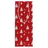 Sac Cadeau Pour Bouteille Arbres de Noël blancs neigés (Dos)