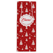 Sac Cadeau Pour Bouteille Arbres de Noël blancs neigés (Devant)