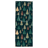 Sac Cadeau Pour Bouteille Arbres de Noël en vert (Devant)