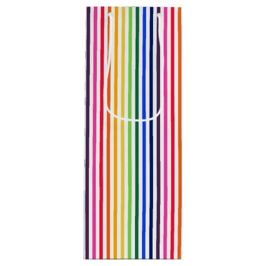 Sac Cadeau Pour Bouteille Arc-en-ciel et rayures blanches (Devant)