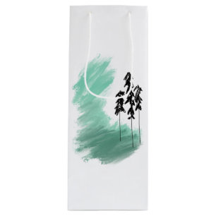 Sac Cadeau Pour Bouteille art de l'arbre vert scandinave simple moderne ment