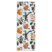 Sac Cadeau Pour Bouteille Art de trait dessin chats et fleurs (Devant)