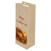 Sac Cadeau Pour Bouteille Autumn Thanksgiving Pumpkin Theme (Devant Angle)