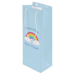 Sac Cadeau Pour Bouteille Baby shower arc-en-ciel