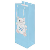 Sac Cadeau Pour Bouteille Baby shower chat Kitty Blue (Dos Angle)