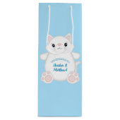 Sac Cadeau Pour Bouteille Baby shower chat Kitty Blue (Devant)