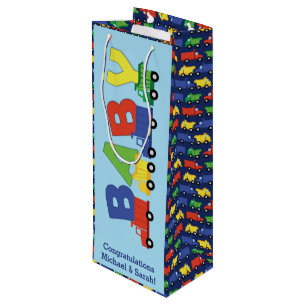 Sac Cadeau Pour Bouteille Baby shower de camion de construction