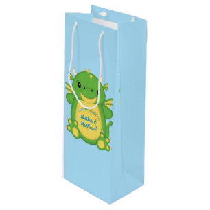 Sac Cadeau Pour Bouteille Baby shower de dragon bleu