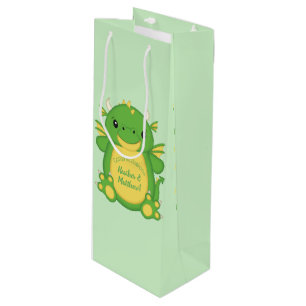 Sac Cadeau Pour Bouteille Baby shower de dragon vert