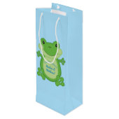Sac Cadeau Pour Bouteille Baby shower de grenouille bleu (Dos Angle)
