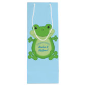 Sac Cadeau Pour Bouteille Baby shower de grenouille bleu (Dos)