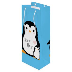 Sac Cadeau Pour Bouteille Baby shower de pingouin