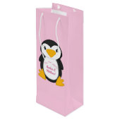 Sac Cadeau Pour Bouteille Baby shower de pingouin rose (Dos Angle)