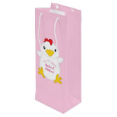 Sac Cadeau Pour Bouteille Baby shower de poulet ferme rose (Dos Angle)
