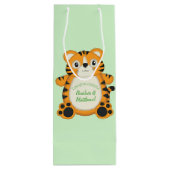 Sac Cadeau Pour Bouteille Baby shower de tigre vert (Dos)