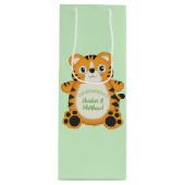 Sac Cadeau Pour Bouteille Baby shower de tigre vert (Devant)