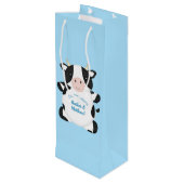 Sac Cadeau Pour Bouteille Baby shower de vache bleu (Dos Angle)
