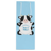 Sac Cadeau Pour Bouteille Baby shower de vache bleu (Devant)