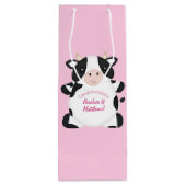 Sac Cadeau Pour Bouteille Baby shower de vache rose (Dos)