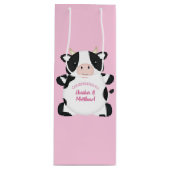 Sac Cadeau Pour Bouteille Baby shower de vache rose (Devant)