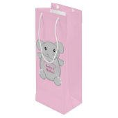 Sac Cadeau Pour Bouteille Baby shower d'éléphant rose (Dos Angle)