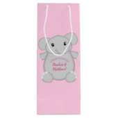 Sac Cadeau Pour Bouteille Baby shower d'éléphant rose (Dos)